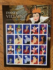 2017 USPS SHEET OF FIRST CLASS LETTER STAMPS DISNEY VILLAINS picture
