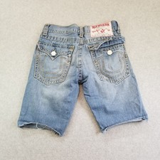 VTG True Religion Shorts Mens 32 Blue Ricky Super T Denim Cut Off USA Y2K picture