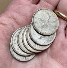 Lot of (7) Canadian Silver Quarters 80% Silver 1963-1966 circulated picture