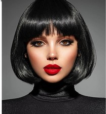 Straight Bob Wig with Bangs Human Hair 150% density short human hair wig women picture