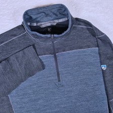 Kühl Ryzer 3112 Mens Medium Charcoal Blue Stretch L/S 1/4 Zip Thumbhole Pullover picture