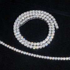 New 3-6mm D Color Moissanite Tennis Chain 316L Stainless Steel Bracelet Necklace picture