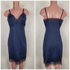Vintage Lorraine Sz 36 Silky Nylon Full Slip Lace Bodice Blue Sissy Adjustable picture