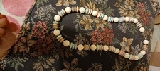 Vintage 1970s Sarah Coventry Bohemian Beaded Necklace Matte Pastel Disc Chunky S picture