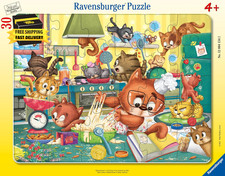 Ravensburger - Cat Chaos - 30 Piece Frame Jigsaw Puzzle - Silly and Adorable Cat picture
