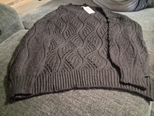 Merokeety black textured wave - pattern knit sweater (S) New picture