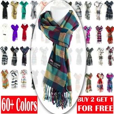 Winter Unisex 100% Cashmere Plaid Scotland Made Solid Striped Scarves Wool Scarf picture