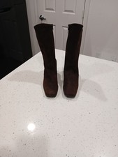 ARCHE LN FRANCE CHOCOLATE LEATHER Mid CALF HIGH BOOTS SZ 39 RARE LUXURY picture
