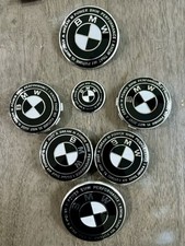 7Pcs 50th Anniversary Emblem Centre Caps Badges Black for BMW 68mm 82mm 45mm picture
