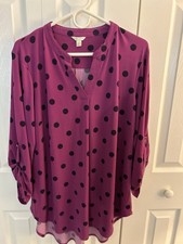 Cato Purple Polka Dot Tunic Top Size 14W/16W  NWOT picture