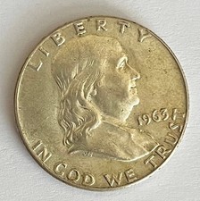 1963 FRANKLIN HALF DOLLAR - 90% SILVER - BEAUTIFUL COIN picture