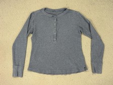 Patagonia Shirt Womens Small Blue Organic Cotton Henley Waffle Knit Long Sleeve picture
