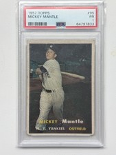 1957 Topps Mickey Mantle #95 PSA 1 +nice visual appeal in hand picture