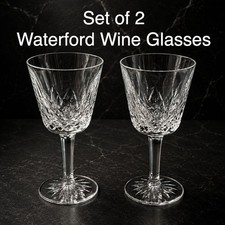 Vintage Waterford Lismore Claret Wine Glasses Set of 2 Crystal Stemware, 4oz 6