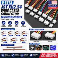 5Sets JST XH2.54 Wire Cable Connector 2-8Pin Male Female Plug 26AWG 10/20cm USA picture