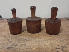 THREE EXCELLENT MINIATURE TREENWARE BUTTER MOLDS~AAFA~EARLY FARMSTEAD picture