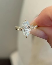 4.20 Ct Marquise Cut Lab Grown Diamond Engagement Ring in Solid 14K Yellow Gold picture