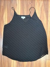 LOFT Outlet Cami Size L Black Clip Dot V-Neck Tank Top picture