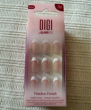 Digi by Glamnetic Press-On Nails French Pink White Short Oval +Glue N1028 picture
