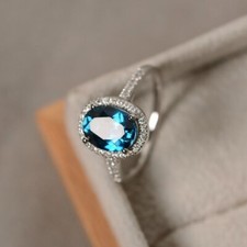2.30 Ct Natural Topaz Diamond Engagement Ring 14K Solid White Gold Size 6 picture