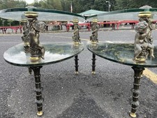 Vintage mid century modern table set cherubs Hollywood regent style stunning picture