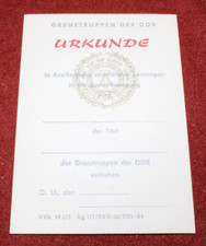 GDR NVA border troops military sports badge certificate GDR original and blank picture