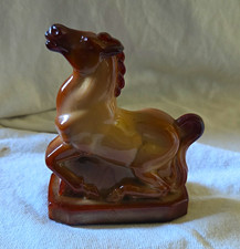 Vintage 1980 Boyd Glass Joey the Horse Figurine #1 Chocolate Slag Hollow Base picture