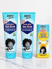 Dirty Works Skincare Set Pore-fect Face Scrub x2 + Vitamin C Moisturiser New picture