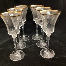 6 Mikasa Jamestown Gold Trim Wine Goblet 8 3/4