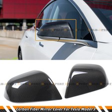 For 2017-25 Tesla Model 3 Direct Add-on Real Carbon Fiber Side Mirror Covers Cap picture