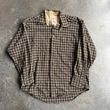 Vintage 90s Woolrich Plaid Checkered Flannel Wool Button Up Shirt Mens L USA picture