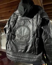 Harley Davidson Men 3 in 1 Motorcycle Leather Jacket Genuine Cowhide Riding Gear picture