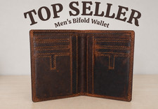 Vintage Leather Mens Slim Bifold Wallet RFID Blocking Credit Card Holder Wallets picture