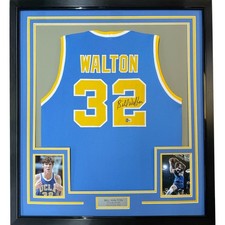 Framed Autographed/Signed Bill Walton 35x39 UCLA Blue Jersey JSA COA picture