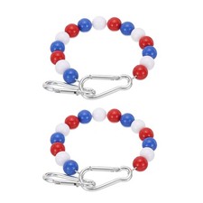 2Pcs Flagpole Retainer Ring 15 Beaded Mount Ring Accessories Red/White/Blue picture