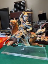 Chinese Qing Dynasty Ceramic Roof Tile. Warrior on Horseback. Mounted on Lucite picture