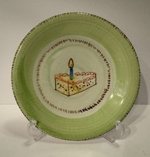New with Tag, Green Birthday Cake Slice, Dessert Plate, Item# FN8P/BRTH RAREFIND picture