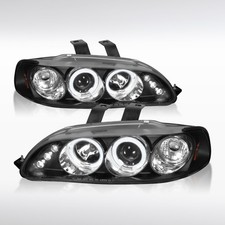 Fit 1992 1993 1994 1995 Honda Civic Black LED Halo Projector Headlights Lamps picture