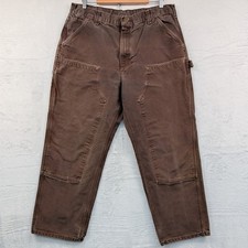 VTG Carhartt Jeans Mens 38x30 Brown Double Knee Loose Carpenter Workwear DKB Y2K picture