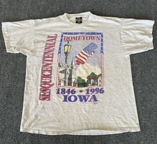 Iowa Sesquicentennial VTG 1996 T Shirt “Home Town” Gray Oversized 2XL picture
