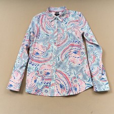 Talbots Non Iron Button Up Shirt Womens Sz 6 Long Sleeve Paisley Cotton Stretch picture