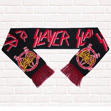 Slayer black embroidered scarf, Thrash Metal merch. Pentagram accessory. picture