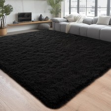 Luxurious Plush Black Area Rug 4x6 ft - Fluffy Non-Shedding Comfort picture