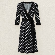 Diane Von Furstenberg Taurus Lucky Stars Silk Wrap Dress Black/Blue Sz 12 NEW picture
