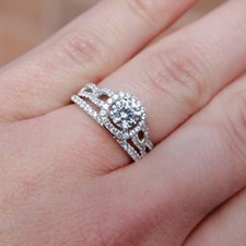 2.31Ct Round Lab Created Diamond Wedding Bridal Ring Set 14k White Gold Plated picture