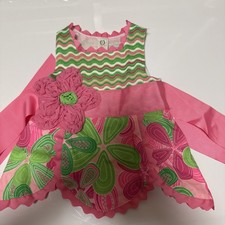 Vintage Mud Pie Baby Floral Dress NWOT Pink Green Boutique Girls 0-6 Months picture