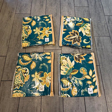 4 Pier 1 NEW Curtain Panels 50x84 Teal CHINTZ STYLE FLORAL Polyester Grommets picture