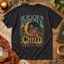 Vintage Moon Child Shirt Retro Celestial Graphic Unisex Top Tee picture