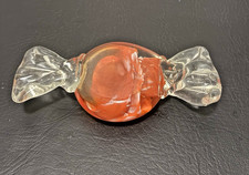Vintage Handblown Murano Glass Candy, Large Round, MCM, Orange/White, 6”X 2.5” picture