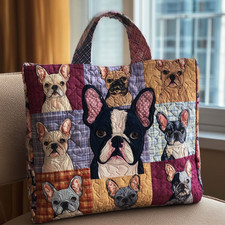 Personalized French Bulldog Frenchie Dog Puppy Pet Lovers Quilted Tote Bag Gift picture